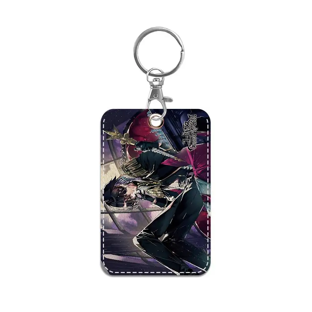 Anime Julius Kingsley Code Geass Rectangle ID Card Case Keychain Access Card Bag Key Tag Ring Leather Card Holder Key Ring