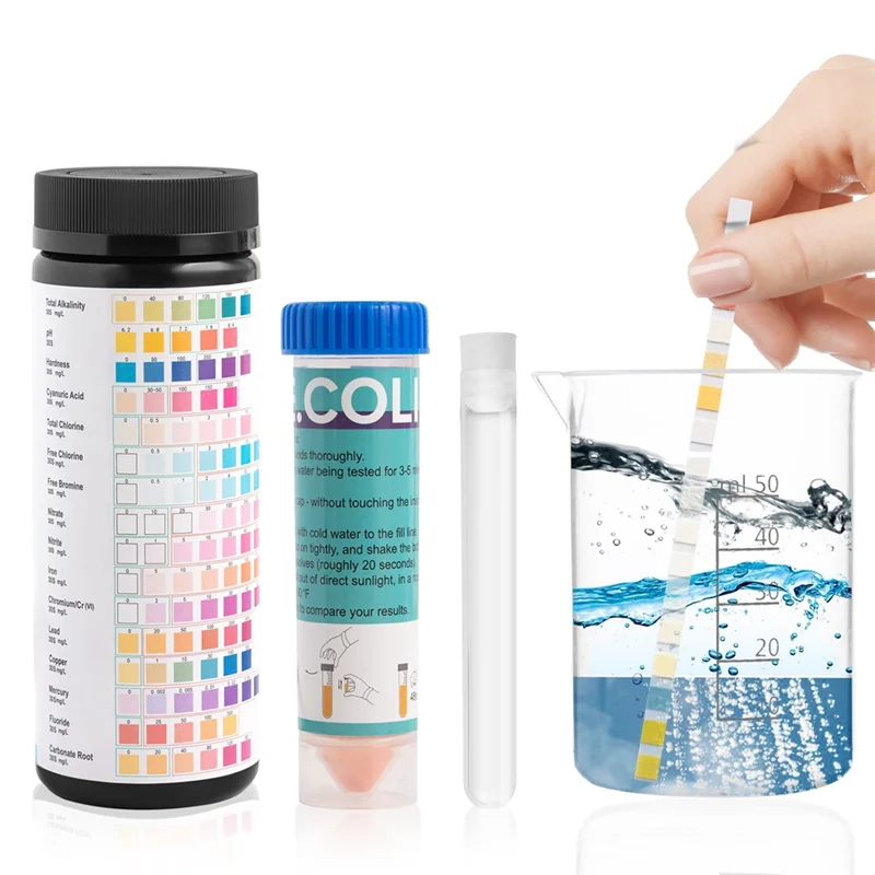 Kit de bandelettes de test d'eau potable 17 en 1 pour l'eau du robinet, bandelette de test de bain à remous, bandelette de test de spa, bandelette de test de piscine