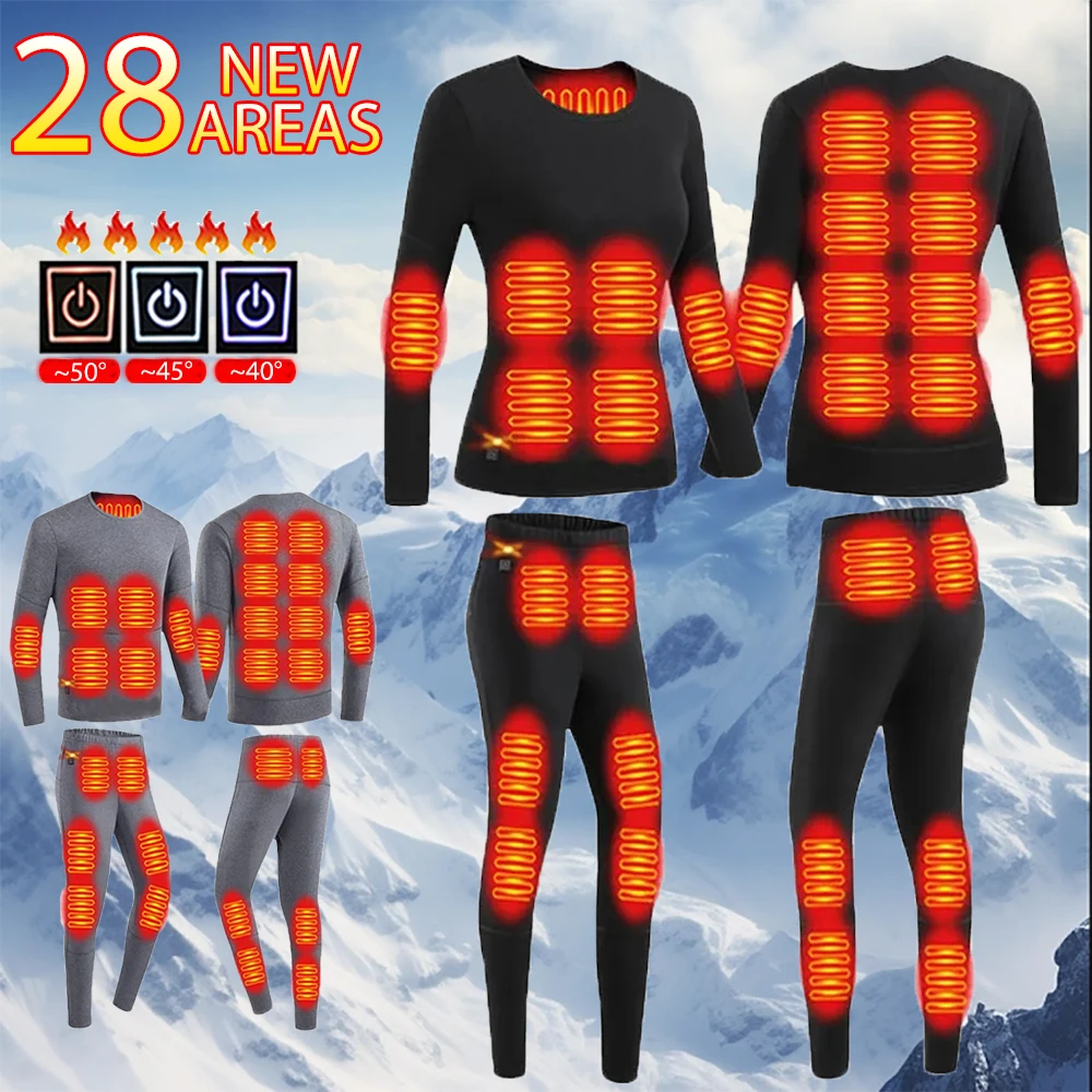 Sous-vêtements thermiques chauffants électriques USB pour hommes et femmes, sous-vêtements métropolitains chauds, veste chauffante de lavage, ski extérieur, hiver