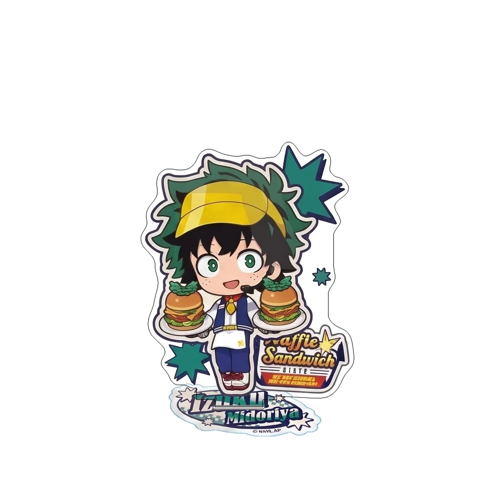 My Hero Academia Waffle Sandwich Diner Style 10CM Double Sided Acrylic Stand Keychain Anime Stand Izuku Midoriya Desk Fans Gift