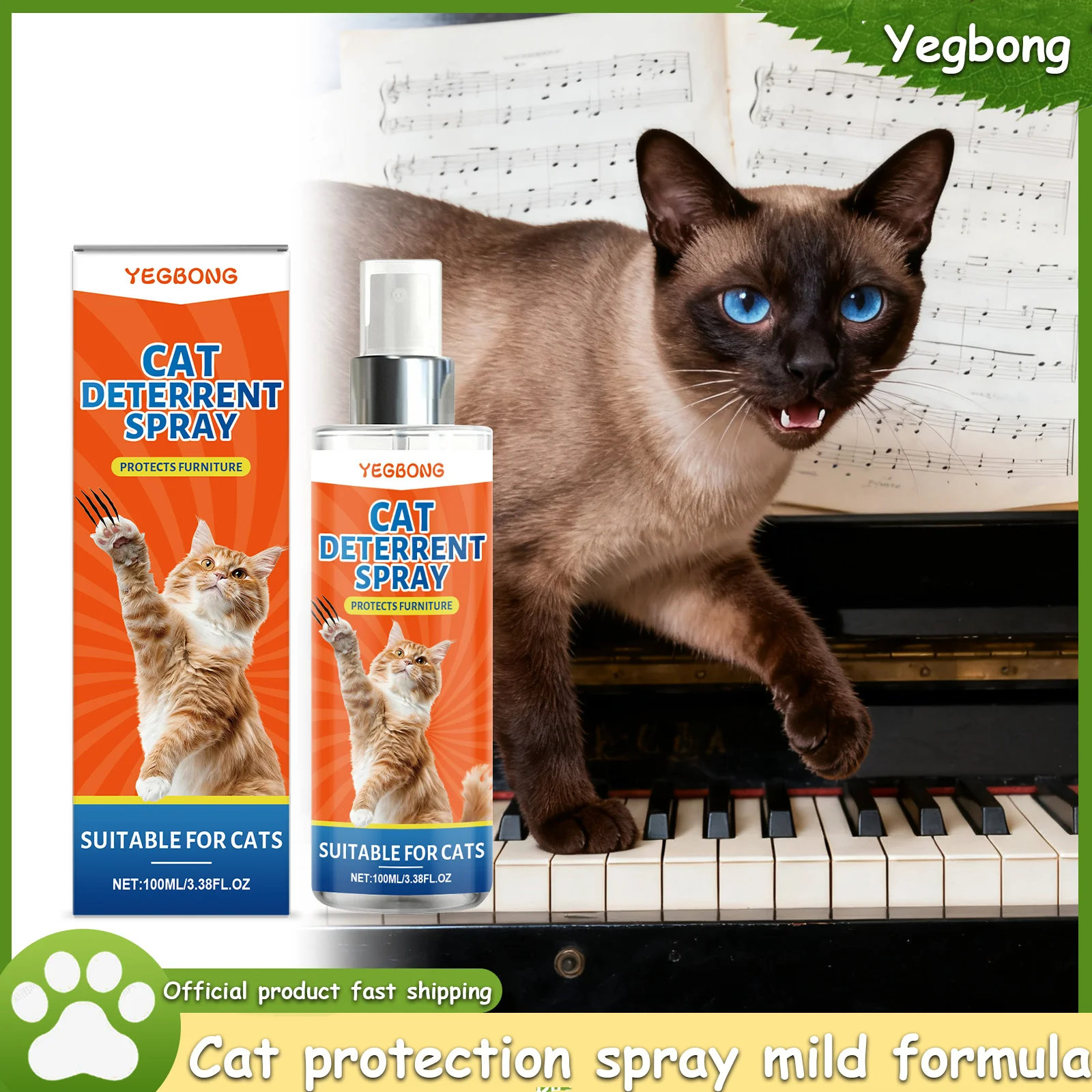 

Yegbong Cat Deterrent Spray Gentle Formula Anti Chew Anti Lick Stop Scratching For Furniture Sofa Pet Training Spray
