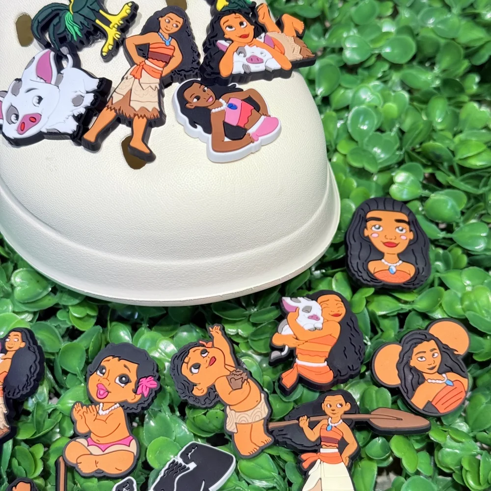 

1-17pcs Cartoon Miniso Disney Moana PVC Shoe Charms Sandals Accessories Garden Shoes Buckle Clog Decorations Children Party Gift