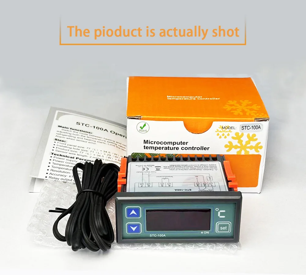 Cyfrowy regulator temperatury Stc-100A AC220V Termostat temperatury + czujnik NTC