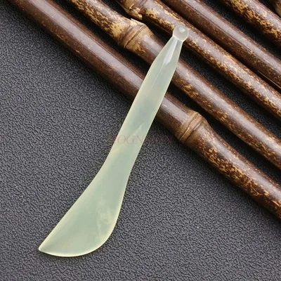 Natural jade rib bar beauty bar face, eye and face pulling meridian jade acupuncture pen scraping massage board non-ox horn