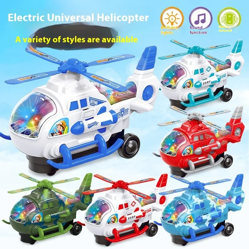 Children's electric toy airplane model universal helicopter light music airplane toy propeller can rotate.