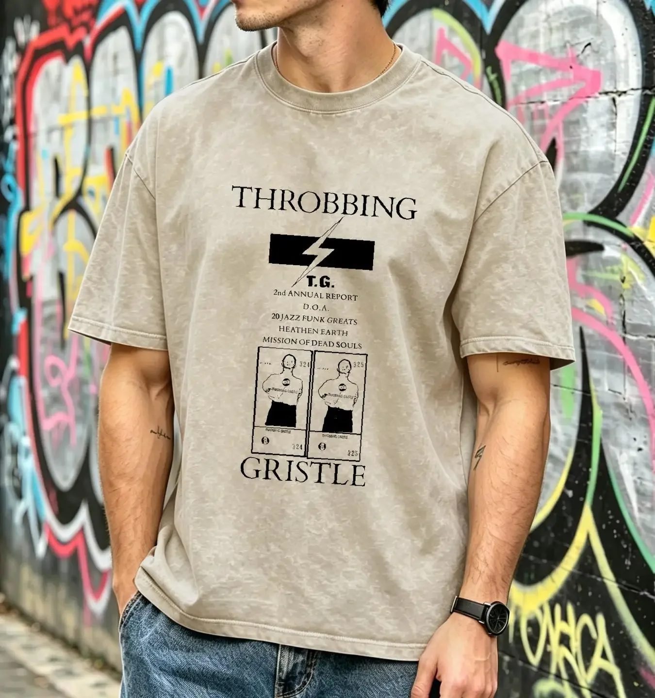 washed T Shirt THROBBING GRISTLE LPs 20 jazz funk greats doa psychic TV clock dva long or short sleeves vintage Washed