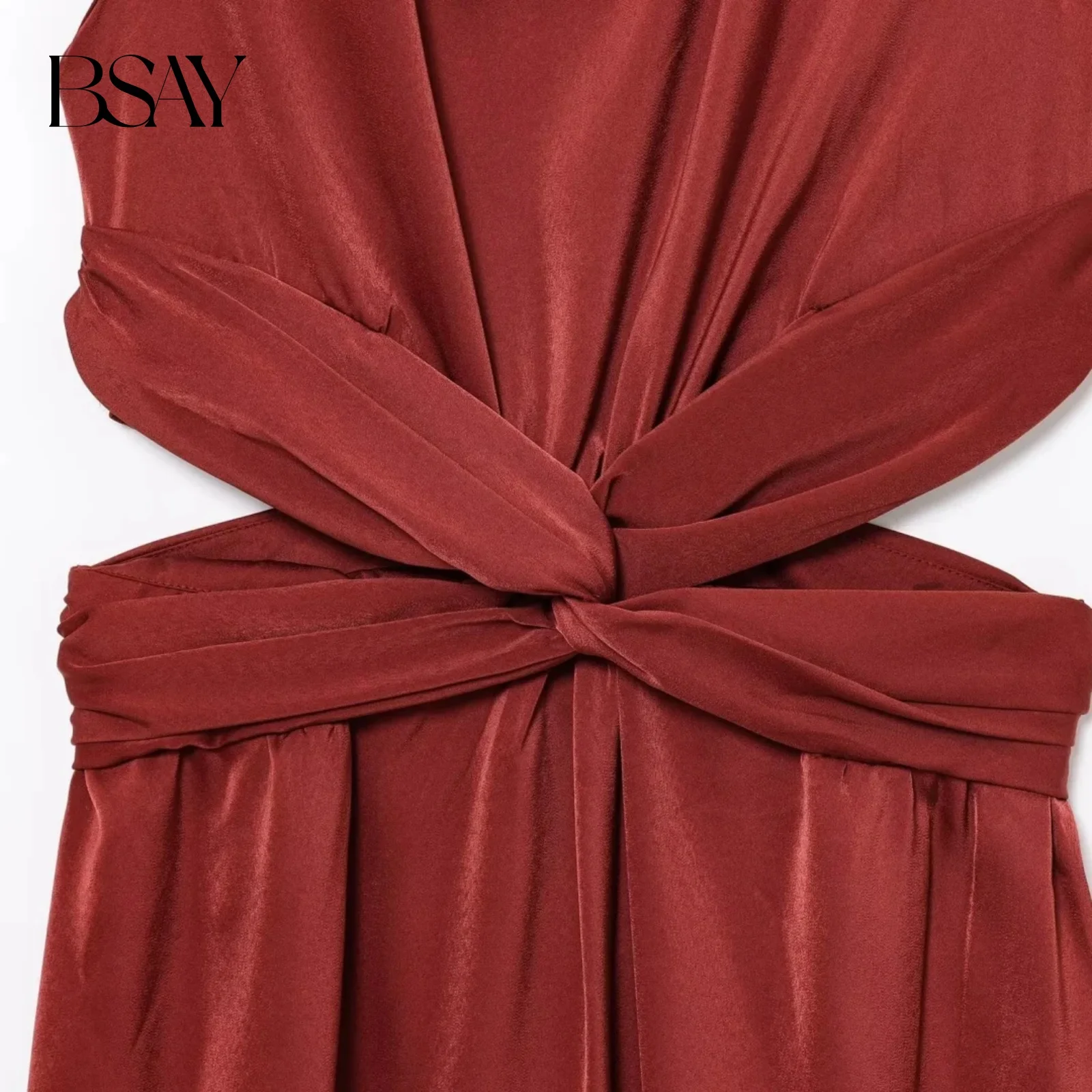 Sukienka damska BSAY o satynowej fakturze, modna letnia sukienka midi z odkrytymi ramionami, z dekoltem typu O, w stylu francuskim, elegancka odzież wieczorowa dla kobiet.