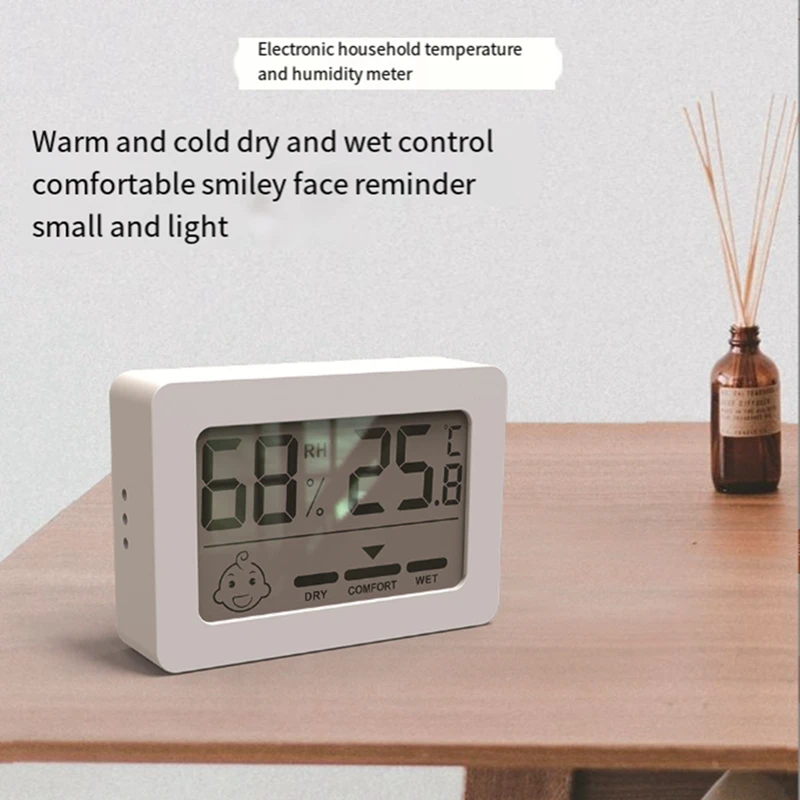 Higrômetro interno digital mini LCD, Sensor de temperatura eletrônico, Termômetro doméstico, Medidor branco durável