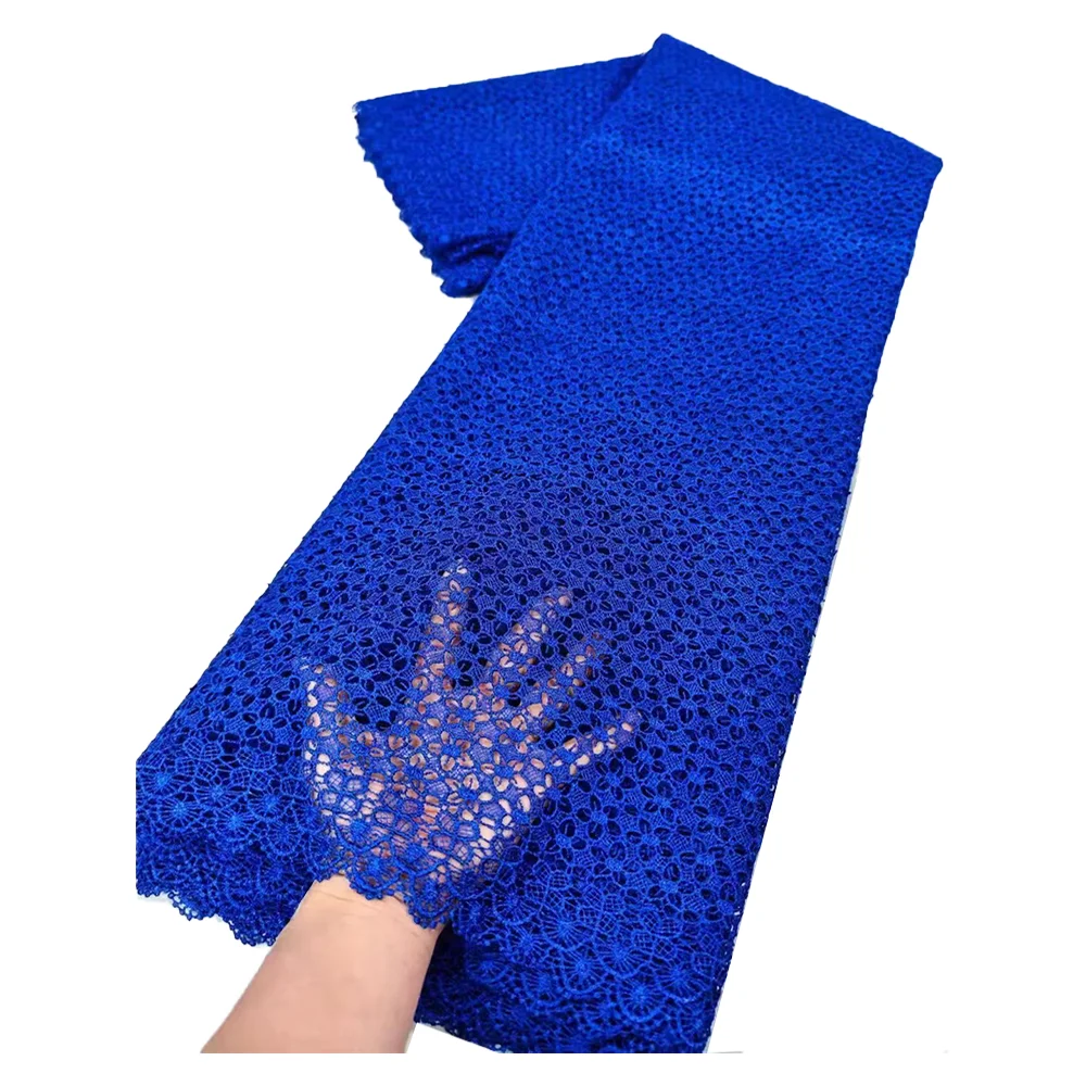 Женские высококачественные африканские водорастворимые кружевные ткани с вышивкой, вечерние платья 2025 года, горячая распродажа, тканевый сетчатый кружевной материал, 5 ярдов