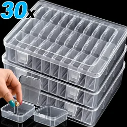 30/14x Clear Rhinestone Boxes Plastic Organizer 5D Nail Art Accessories Containers Art Craft Bead Seed Jewelry Tabletop Storage