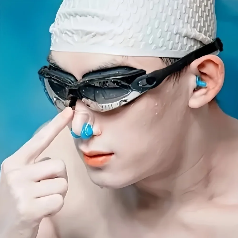 Waterproof Soft Silicone Swimming Earplugs Nose Clip Kit Swimming Ear & Nose Protector Water Activities Essential Swimming Items