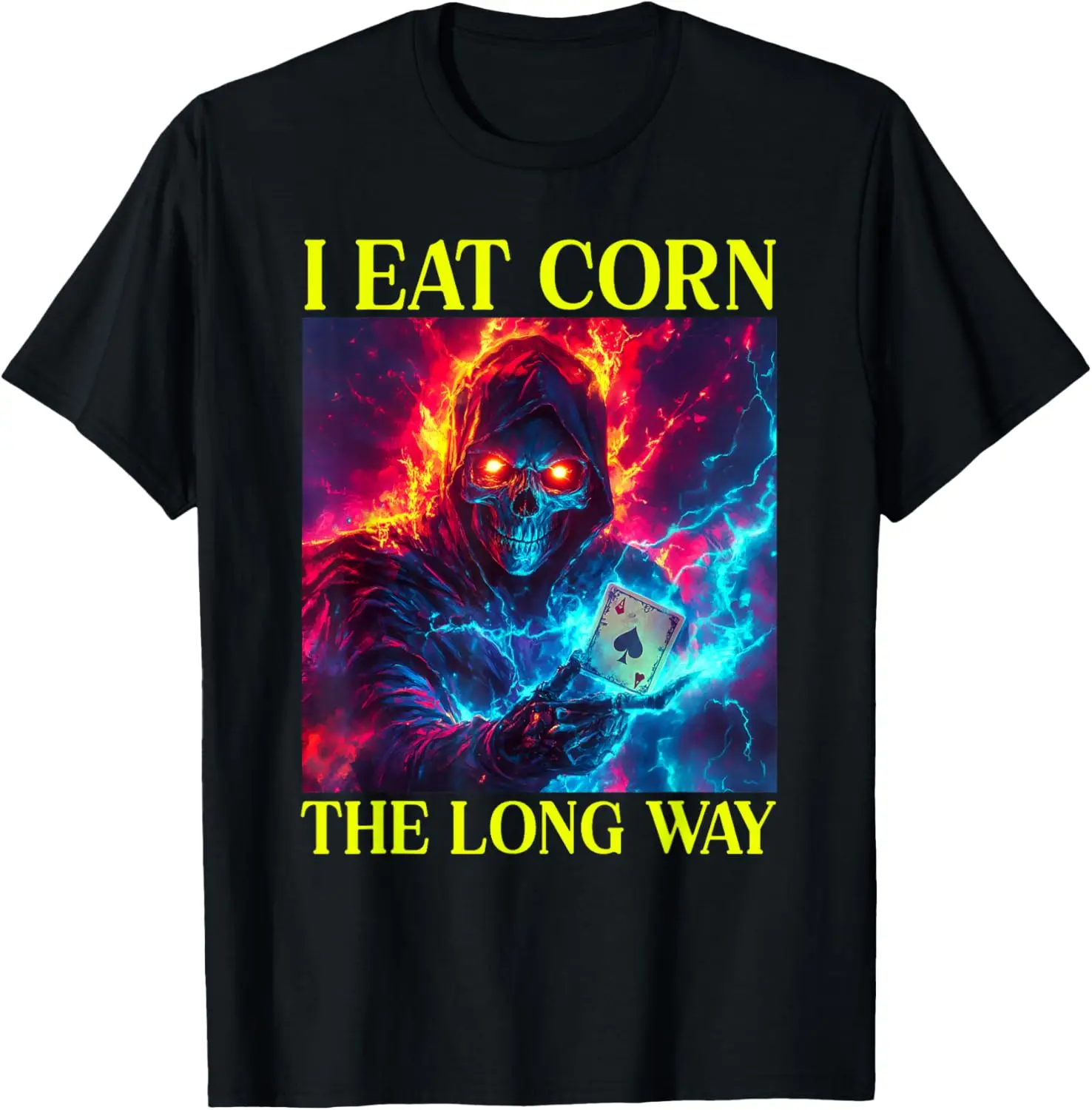Funny Oddly Specific Dank Meme Flaming Skeleton T-Shirt 100% Cotton Trendy Y2K Short-Sleeve Tee-Soft, Quick-Drying,