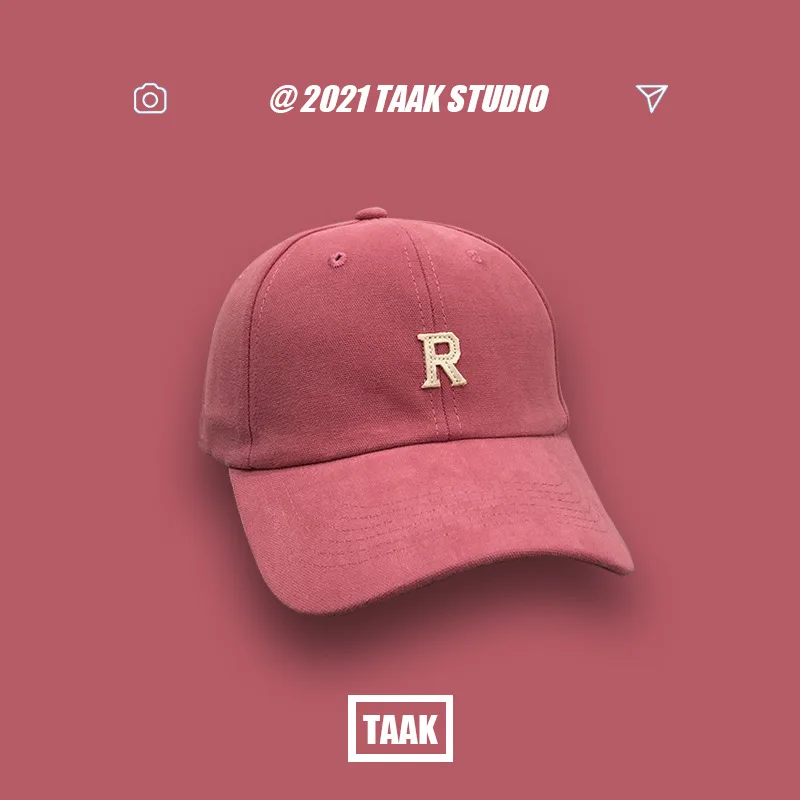 Plum colored hat,female spring,summer,Korean version,versatile ins,baseball cap,fashionable sunscreen patch,R-letter cap