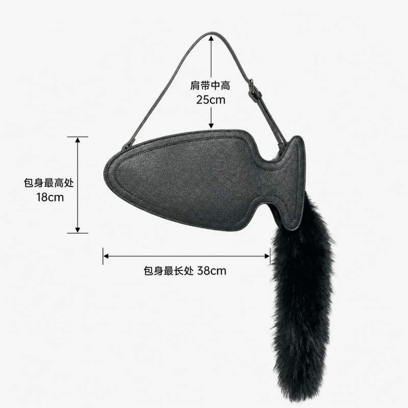  Personalized Fish Shaped Shoulder Bag 2026 New Women's Plush Tail Handbag Trendy Cool New Strange Messenger Texture Fashion - view 5