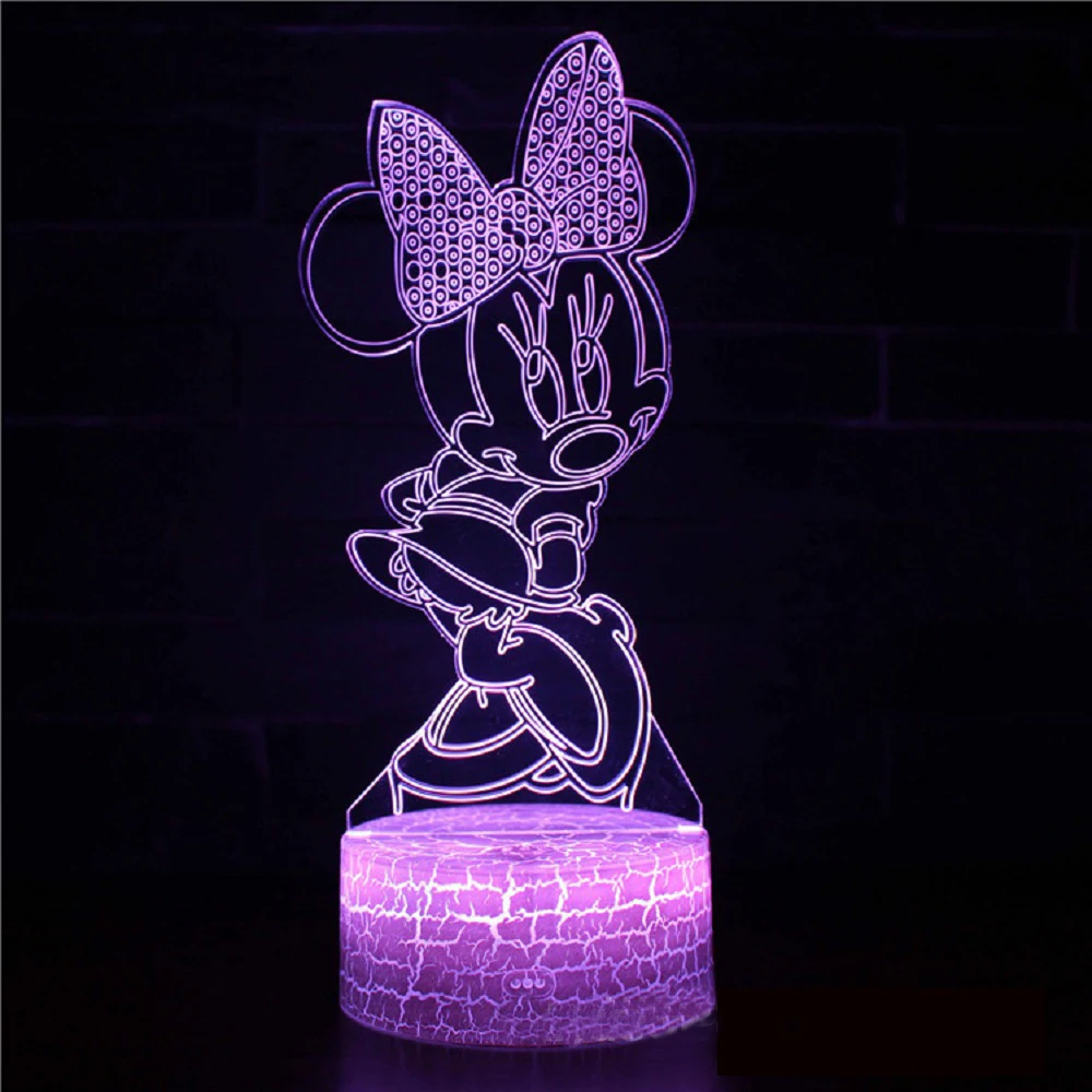 Disney Cartoon 3D Night Light Mickey Mouse Clubhouse LED Color Changing Light Bedroom Decorative Light Children\'s Birthday Gift