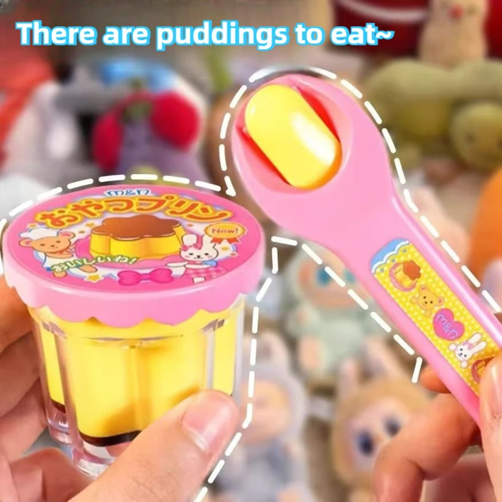 1/5 Uds. Juguete de alimentación de pudín de comida DIY, adorno de escritorio, juego de pudín de fresa de gelatina rosa, modelos de adornos para niños y niñas