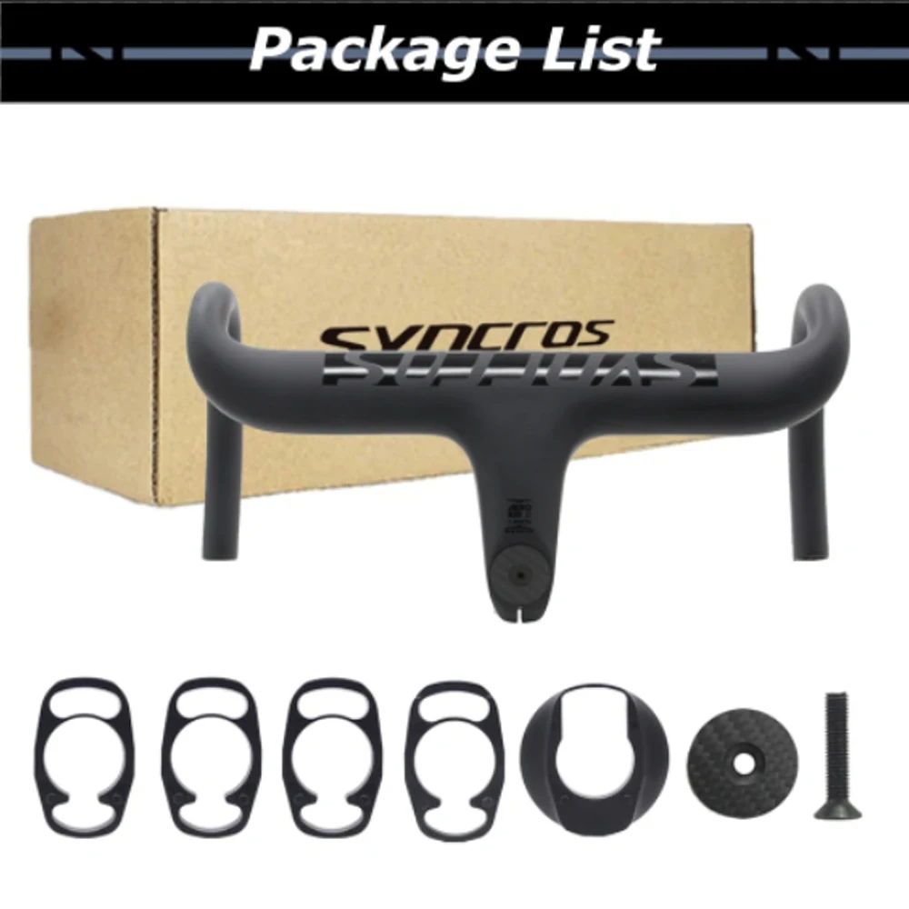 Syncros -10 درجة كابل داخلي من ألياف الكربون بالكامل مقود دراجة الطريق المتكامل، قطع غيار الدراجات مع الفواصل