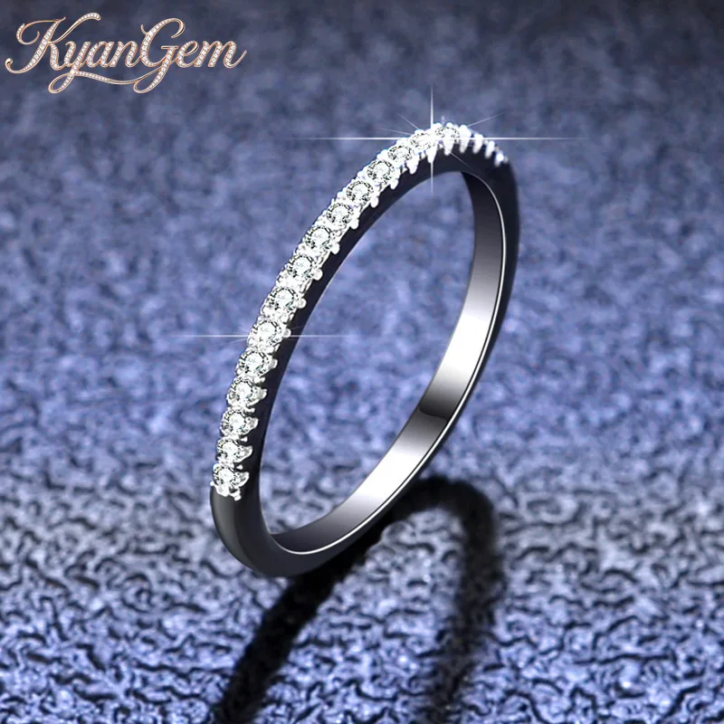 

KyanGem 18K Gold Moissanite PT950 Platinum Ring Single Row Women's Ring Group Set Crown Single Tail Ring