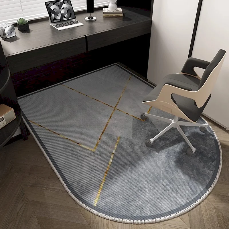 VIKAMA Geometric Half Circle Gaming Chair Carpet Office Chair Foot Mat Anti Slip Acoustic Gray Minimalist Home Decoration