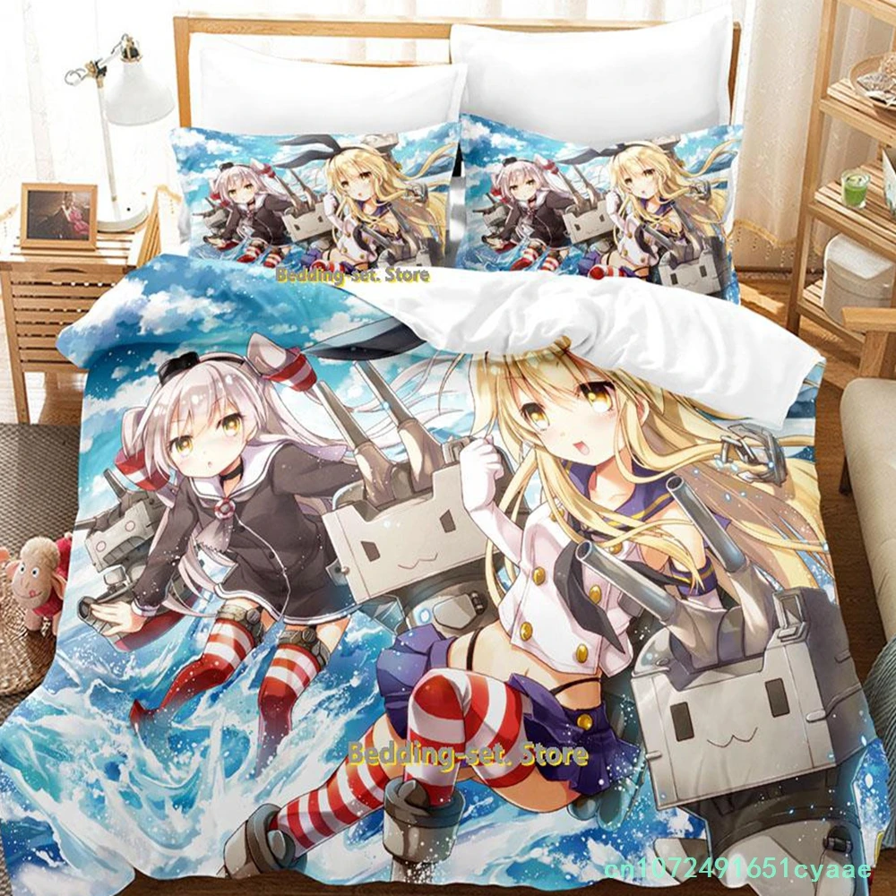 New Kawaii Kantai Collection Bedding Set Single Twin Full Queen King Size Bed Set Adult Kid Bedroom Duvetcover Sets Anime Bed