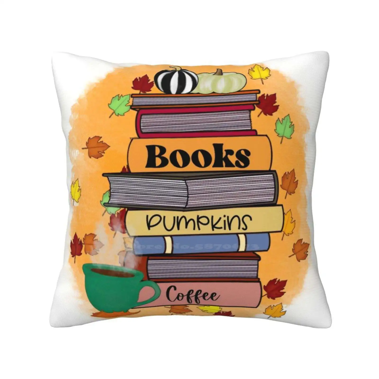 Fall Books Pillow Cover Hug Pillowcase Books Coffee Bookworm Fall Lover Autumn