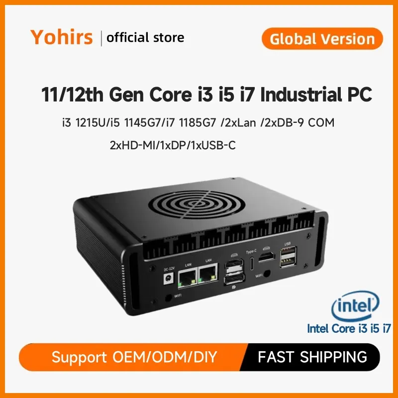 Embedded Industrial PC Intel 12th Gen i3 1215u i5 1235u i7 1265u 1315u DDR5 WiFi 4G 2RJ45 LAN 2HD DP Firewall Mini PC computer