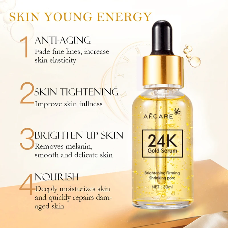 24K Whitening Face Serum Fade Facial Dark Spot Essence Brightening Balance Skin Tone Moisturizing Skincare Products