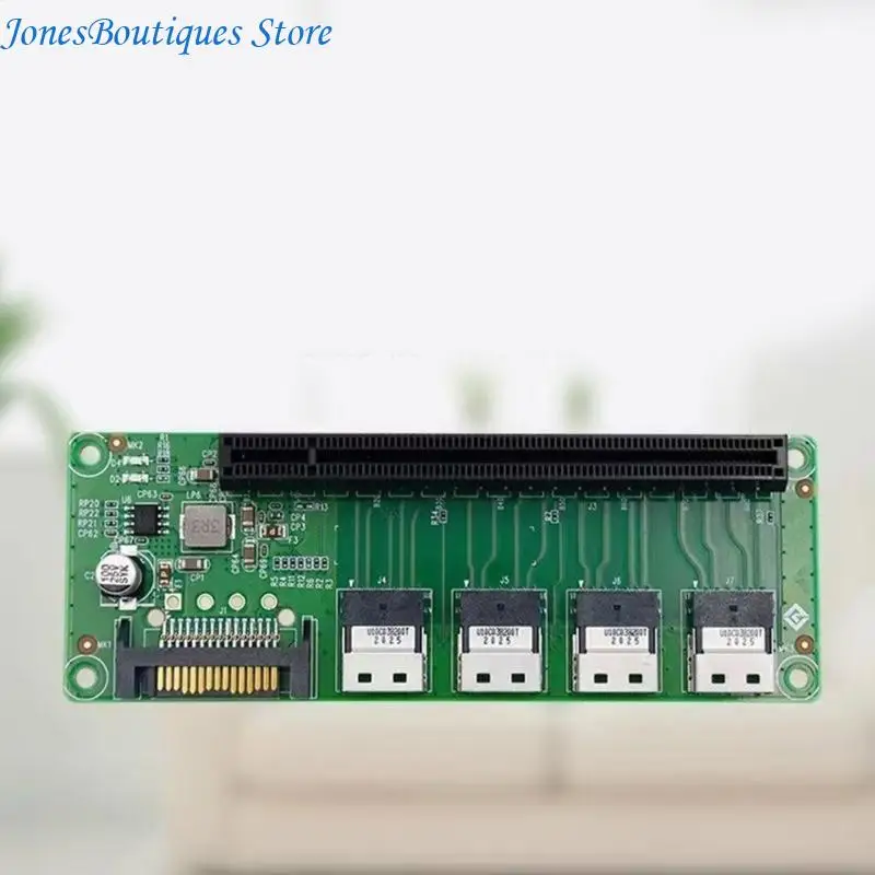 4 Port SlimSAS-8654 to PCIE X16 Development Board 15Pin Connectors for Server W8KE