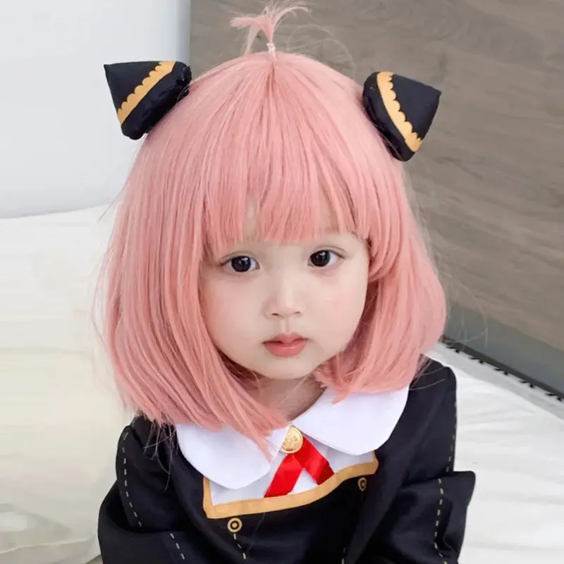 Fake Hoods for Children Girl Cos Pink Wave Head Wig Props for Kids Toupee Headgear Baby Accessories Party Dress-up Photographic