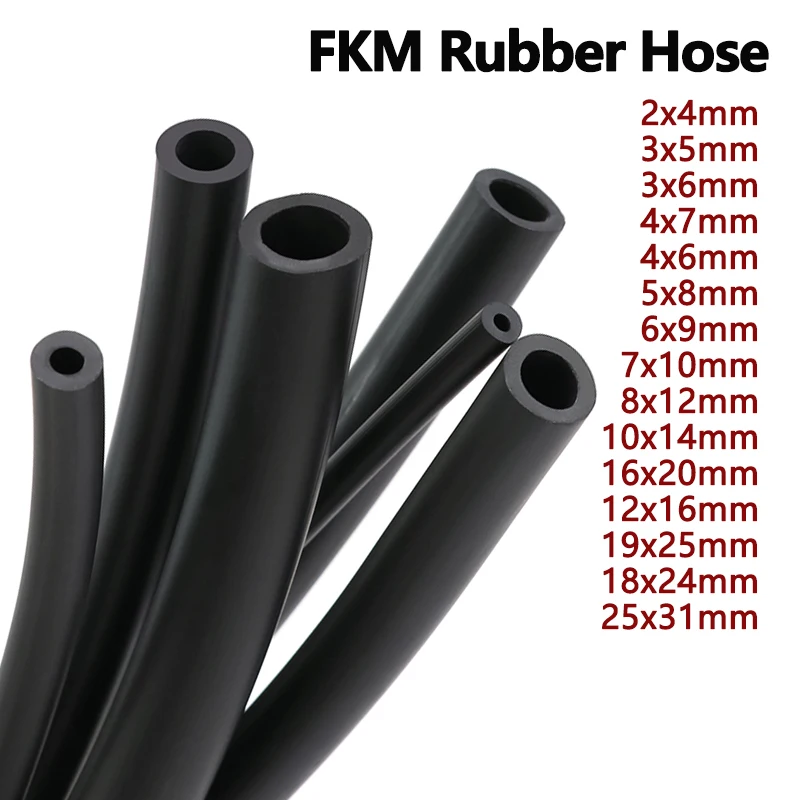 1~5m FKM Viton Fluorine Rubber Tube High Temperature Oil Acid Alkali Corrosion Aging Resistant Flexible Fuel Chemical Hose