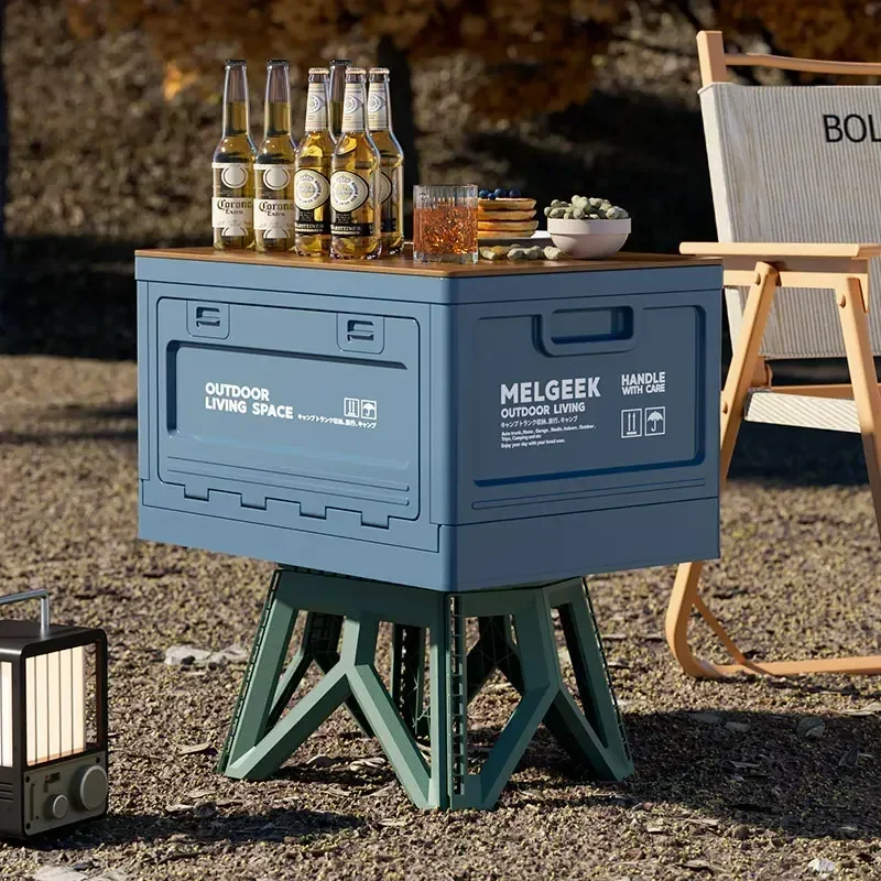 Camping storage box, trunk organizer, camping picnic camping box, car folding outdoor bench and chopping board image 3