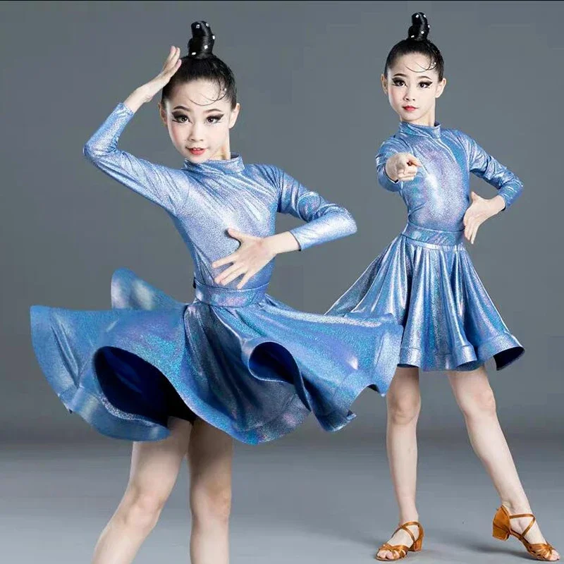 New styleLatin Dance Dress for Girl Ballroom Dancing Rumba Samba Latin Kids Dance Costume  Collar Modern Carnival Jazz Dancewear