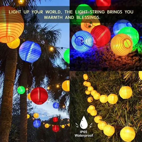 Solar Lantern String Lights Waterproof Outdoor LED Garland Fairy Light Patio Garden Decoration Light for Christmas Wedding Party - Image 4