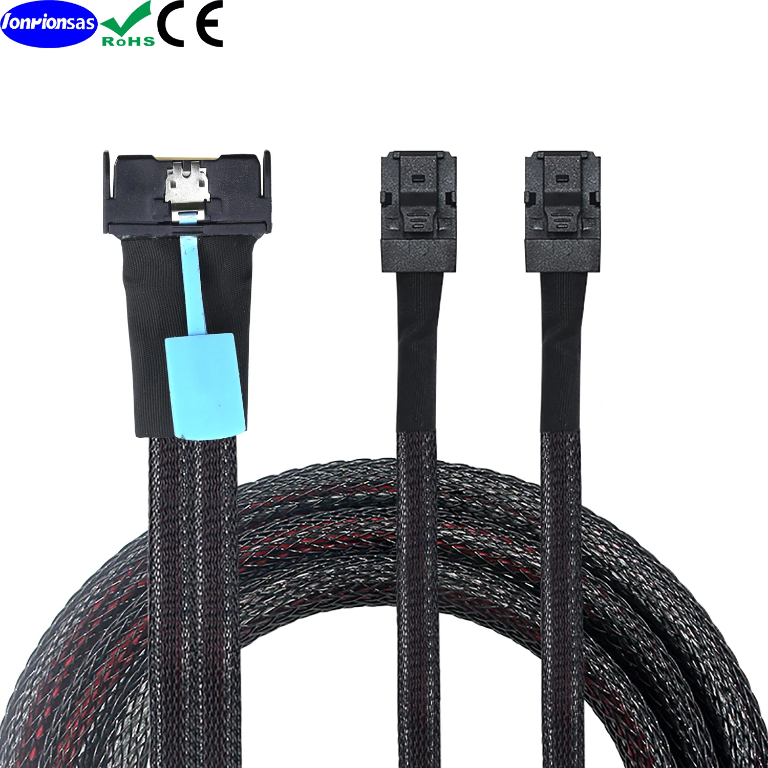 LONRIONSAS#PCI-E 5.0 MCIO 8X 74Pin to 2X 36Pin Mini SAS HD SFF-8643 Extension Data and Cord Cable