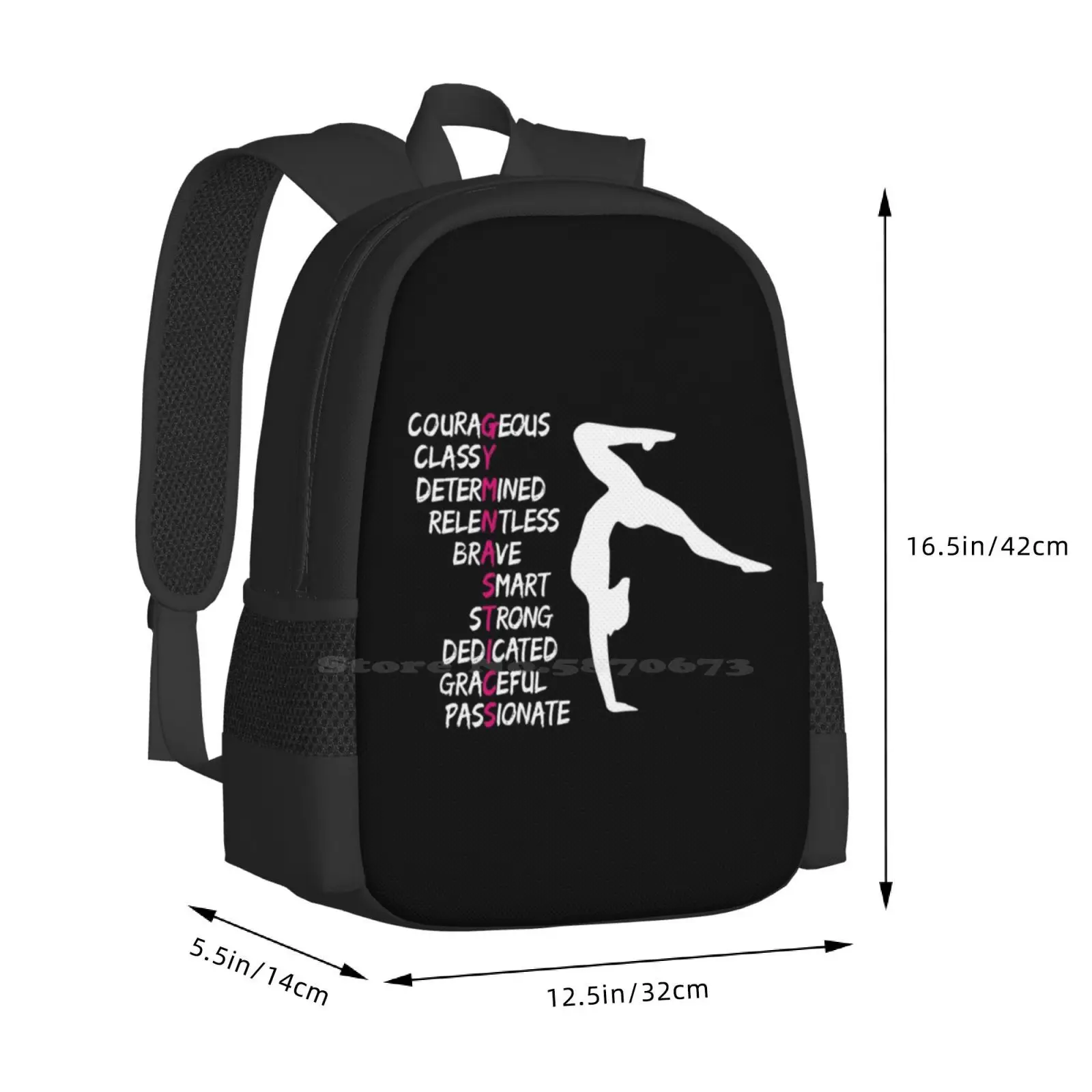 Gymnastics, Gymnast And Motivational Text Hot Sale Schoolbag Backpack Fashion Bags Do Gymnastics Artistics Rhythmic Sports