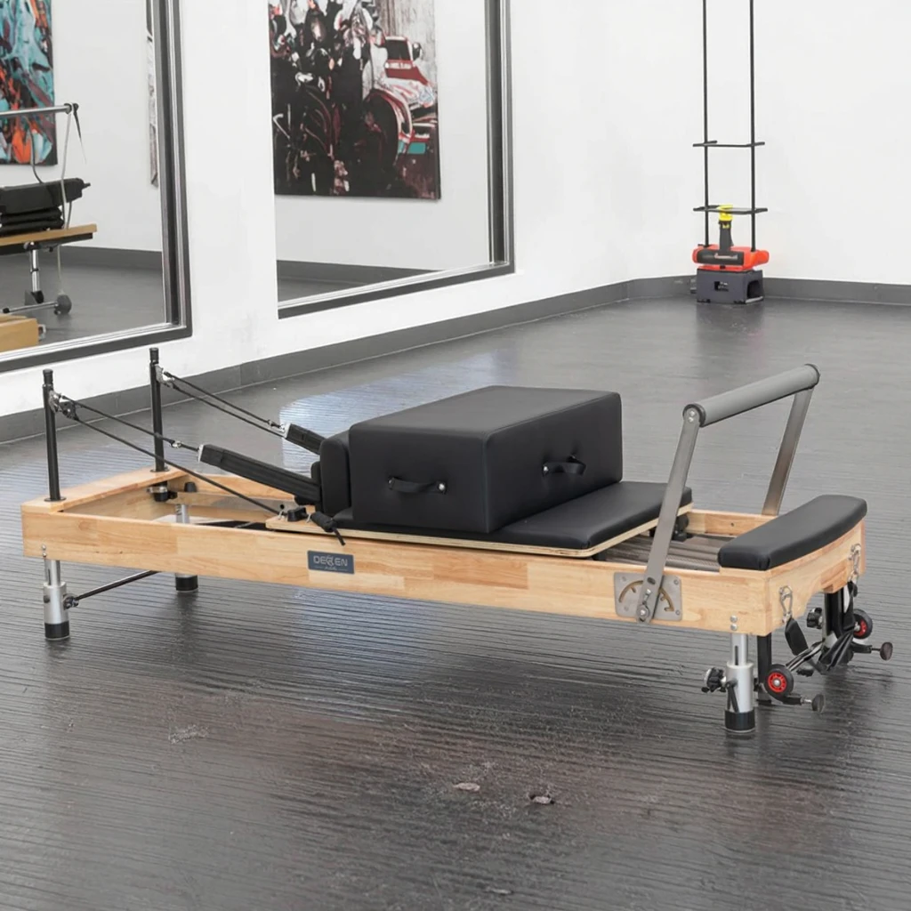 Adjusted Foot Support Custom logo Wood Pilates Reformer Durable Portable Eco-Friendly for Pilates Equipment Enthusiasts