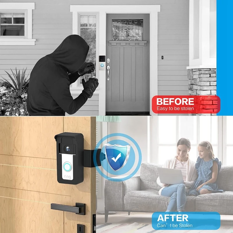 Security Doorbell Bracket, No-Drill Doorbell Bracket For Ring, Blink, Google Doorbell And Most Video Doorbells For Home