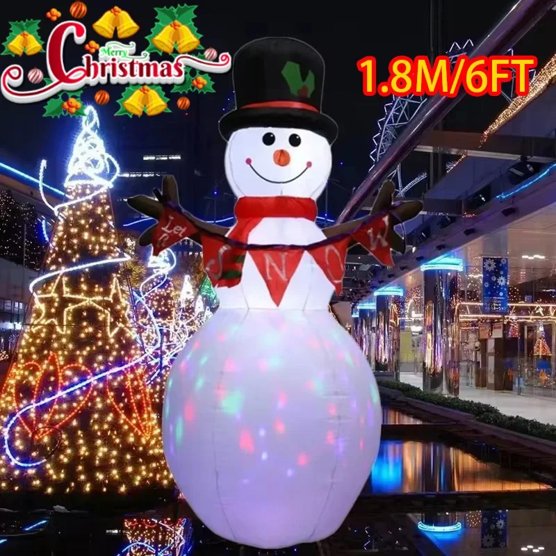 

Christmas Inflatable Decorations Flag Snowman Built-in LED Lights Toys Mdodel Xmas Outdoor Ornament New Year Garden Decor Props