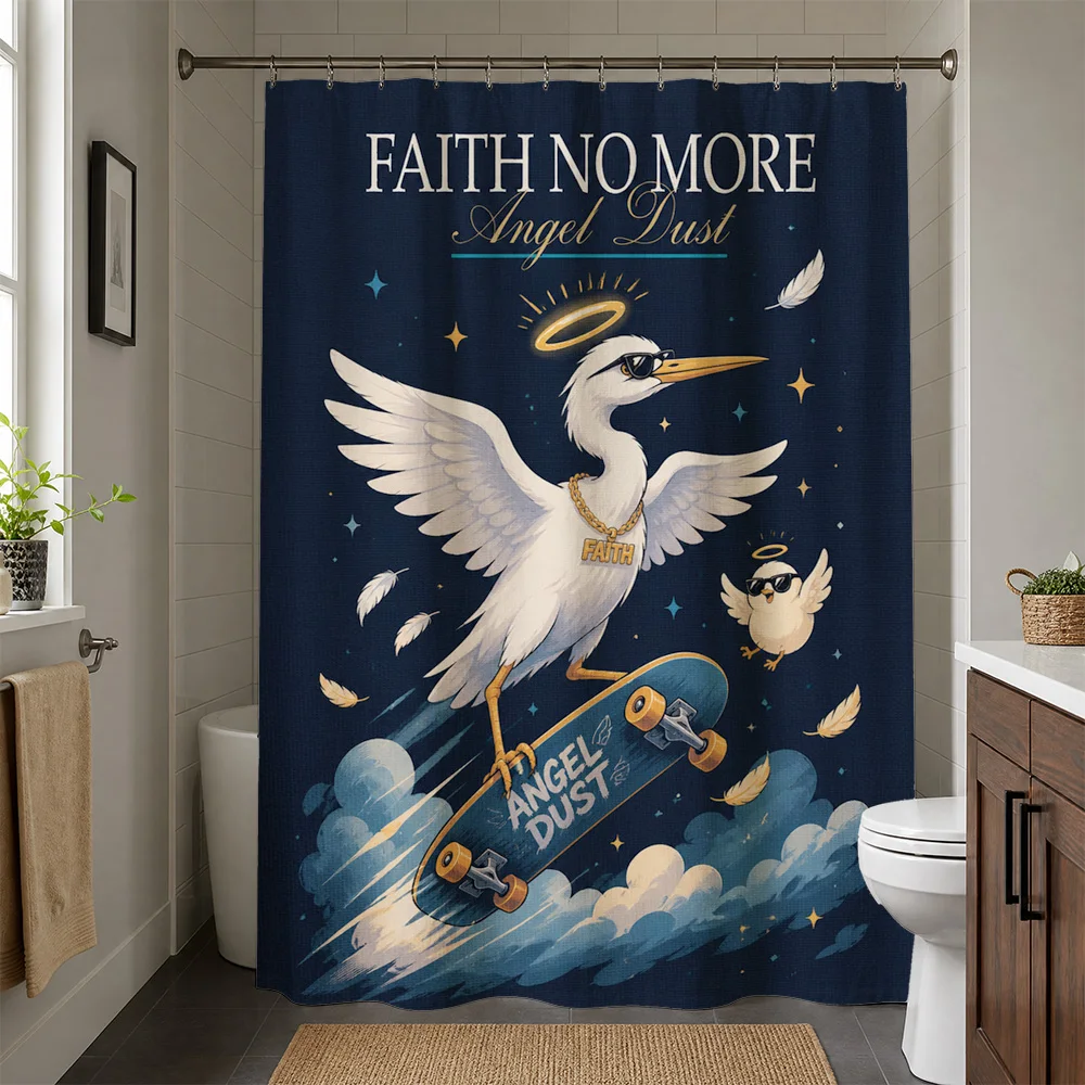 Waterproof Shower Curtain for Bathroom Home Decor Novelty Angel Dust Faith Print Nautical Celestial Art Curtain Liner Whimsical
