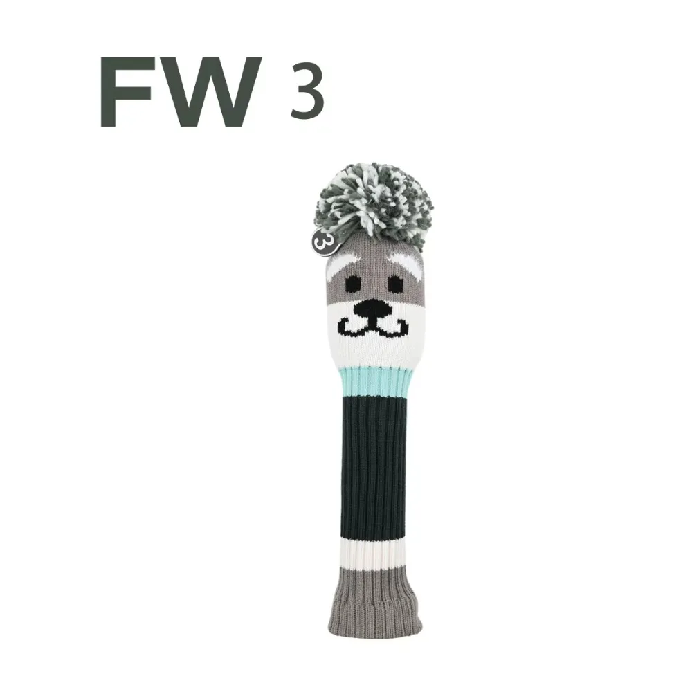Schnauzer Designed Golf Club Headcover Protective Case Soft and Durable Wood Golf Covers Number Plate Kawaii