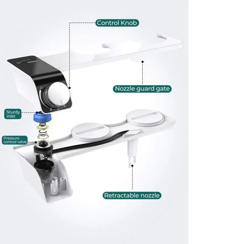 Imagem -05 - Bidé Não Elétrico para Assento de Vaso Sanitário Auto Limpeza Bocal Duplo Pressão Ajustável Quente e Frio Quente e Água