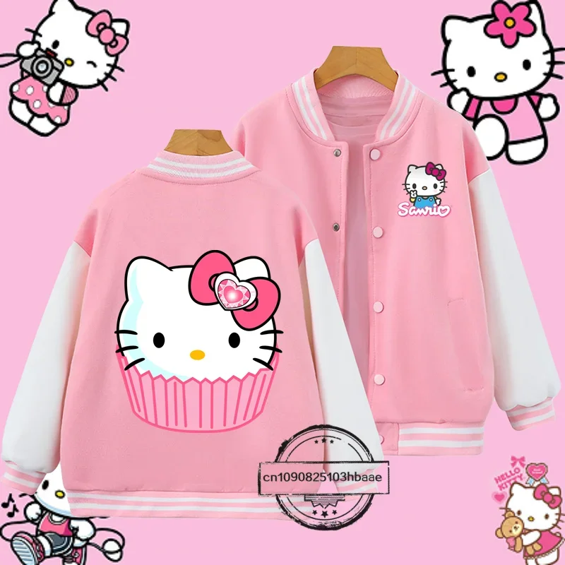 2024 Dziecięcy mundur bejsbolowy Disney Seria 1-14 prezent urodzinowy Hello Kitty Cartoon Print Chłopcy Dziewczynki Kawaii Jesień Zima Płaszcz kurtka