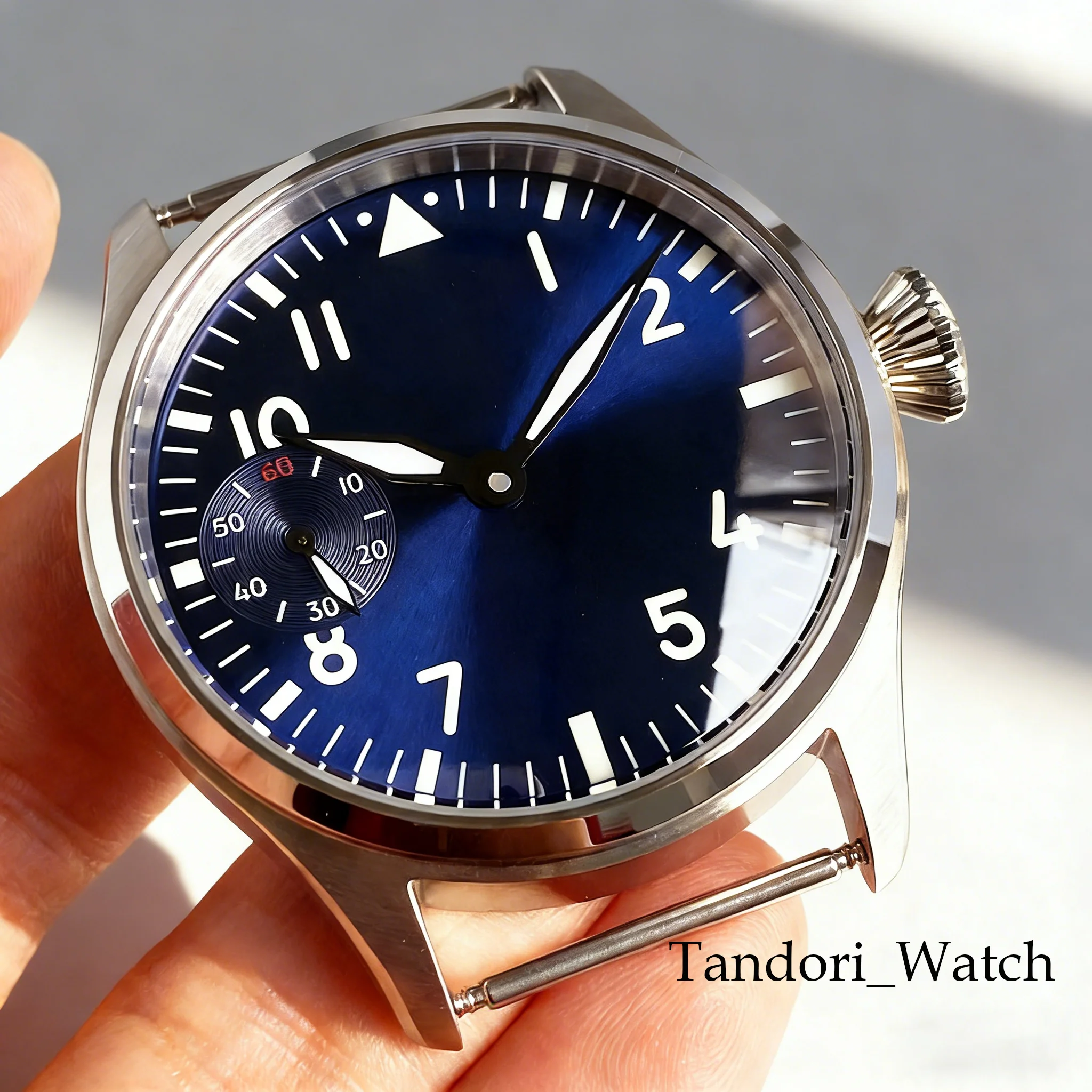 Tandorio New Fashion Sapphire Glass Pilot Style 42mm Watch Case With 37mm Blue/Black/Green Dial Set For ETA 6497 ST3600 Movement
