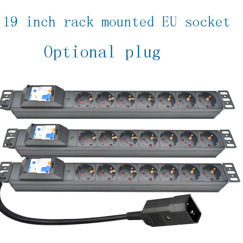 

Панель питания PDU с корпусом из алюминиевого сплава, 19-дюймовая розетка EU, 7AC, с выключателем короткого замыкания 16А/4000Вт и светодиодным индикатором, кабель 2 м.