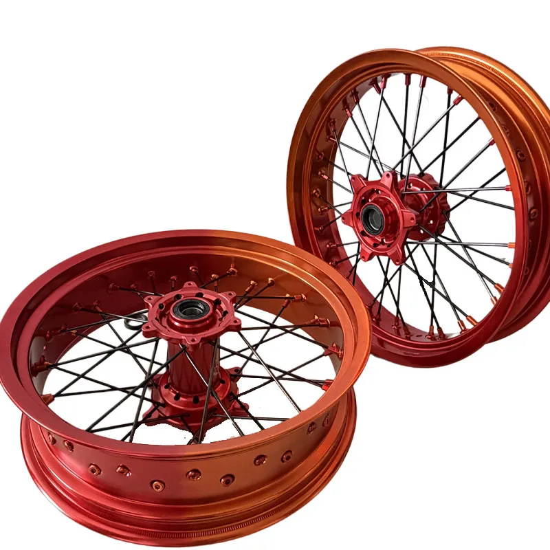 

Fit KTM EXC 17 Inch Wheel Set Motorcycle Dirt Bike Supermotard Wheels Red And Orange Rims