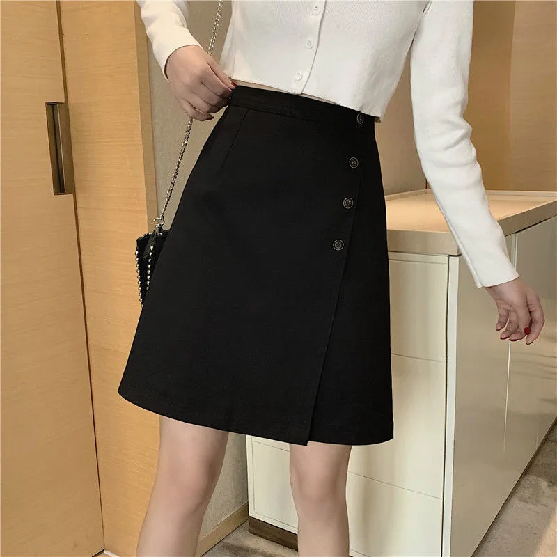 Skirts Women 3XL Knee-length Solid High Waist Ulzzang Simple Students All-match Leisure Chic Fashion Streetwear Mature Tender