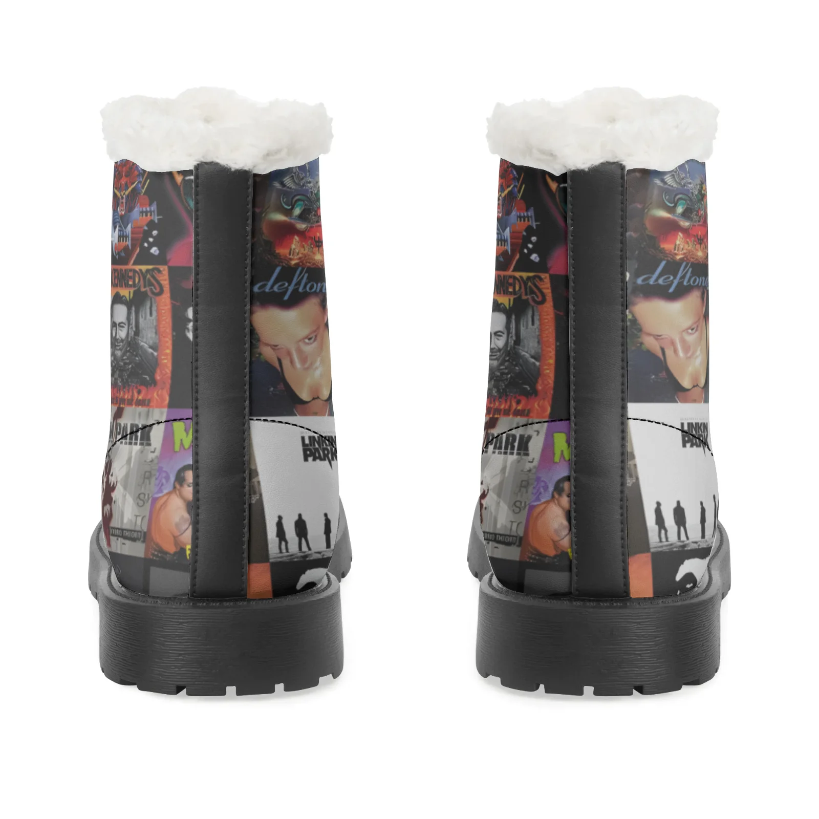 Плюшевые сапоги с забавным рисунком плаката, мужские и женские подростковые туфли в стиле хип-хоп, зимние коньки, зимние ботинки, уличные теплые высокие сапоги EU35-48