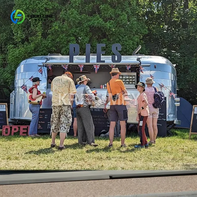 China Multi-function Coffee Carts Stainless Steel Food Trailer Mobile Food Cart Truck CE DOT Approved Fast Coffee Catering Cart