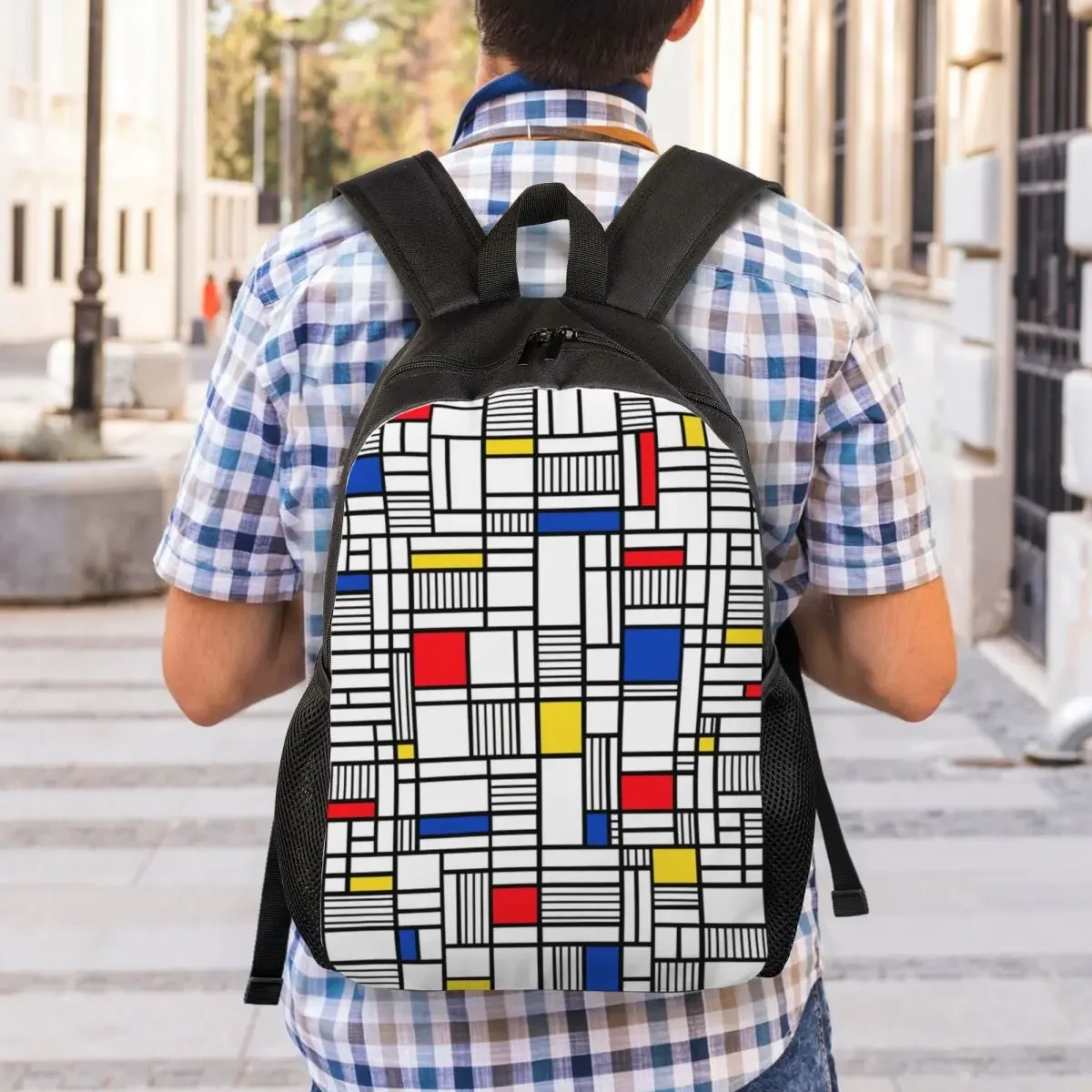 Custom Map Lines Mond Geometric Travel Backpack Men Women School Computer Bookbag College Student Daypack Bags