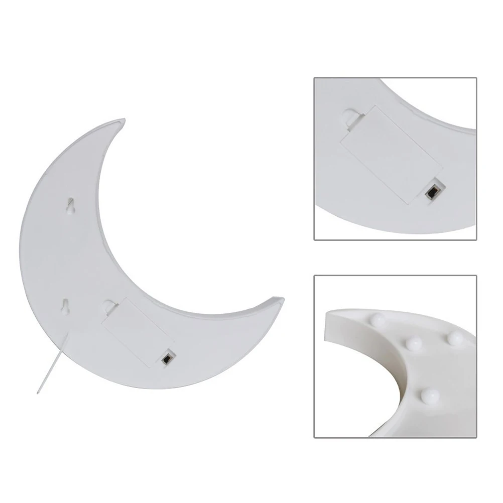 

Crescent Moon Shaped Led Marquee Light Operated White Long Lasting Decorative Night Light For Home Outdoor Parties